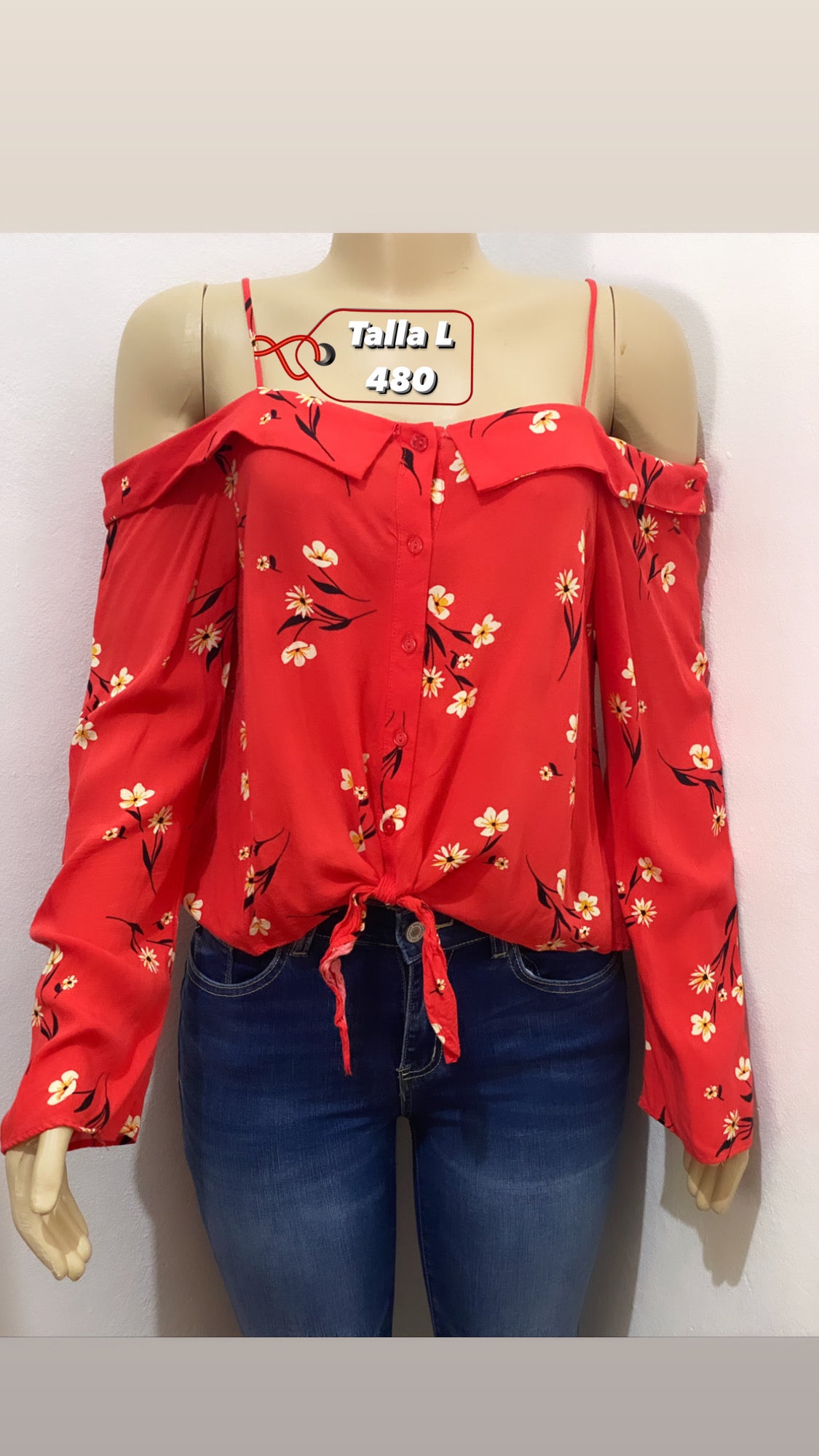 Blusa floral roja